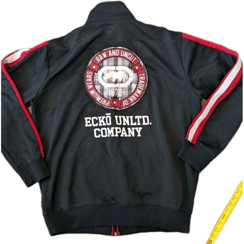 Ecko Mens Jacket L Y2k Full Zip Retro 90s Streetwear Logo Hip Hop Spellout Retro